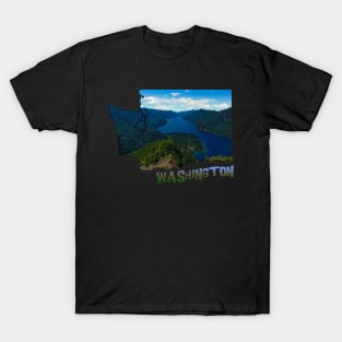 Washington State Outline (Olympic National Park - Lake Crescent) T-Shirt